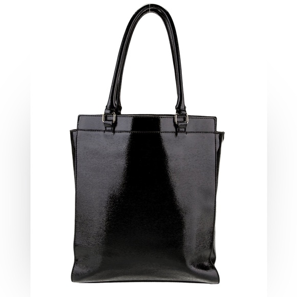 Vintage Kate Spade Black Patent Leather Long Tall Tote Shopper Bag Rare - Picture 4 of 16